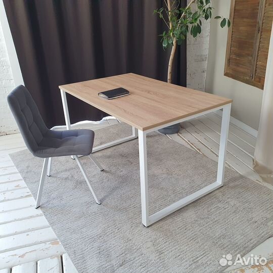 Письменный стол Лофт Дуб 130*80 см. Белые ножки