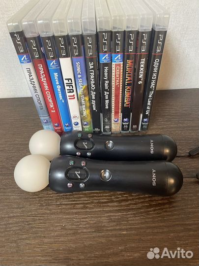 Playstation Move 2шт + игры для PS3