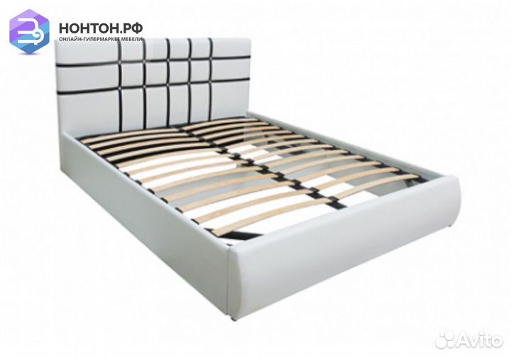 Кровать Классик экокожа белая