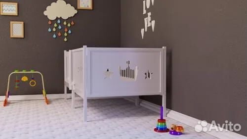 Кроватка Лисенок берёза с бортиком для малыша