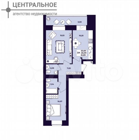 2-к. квартира, 51,1 м², 7/8 эт.