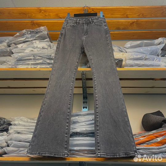 Джинсы клеш Rick Owens Grey Distortion Flare