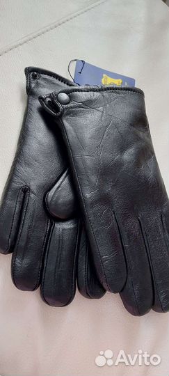 Мужские зимние кожаные перчатки