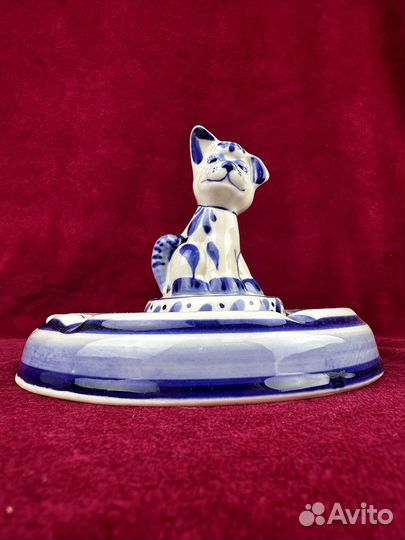 Пепельница собака СССР гжель фарфор