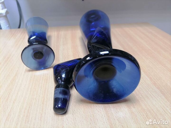 Графин фужер. Кобальтовое стекло. Мачнев И. В