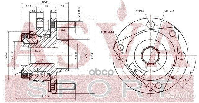 Ступица передняя с датчиком абс chrwh-V200F asva