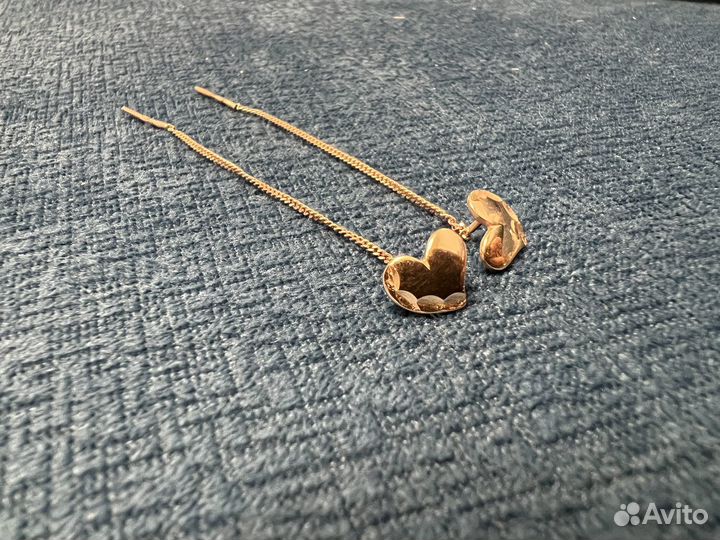 Золотые серьги и подвеска (585 пробы)