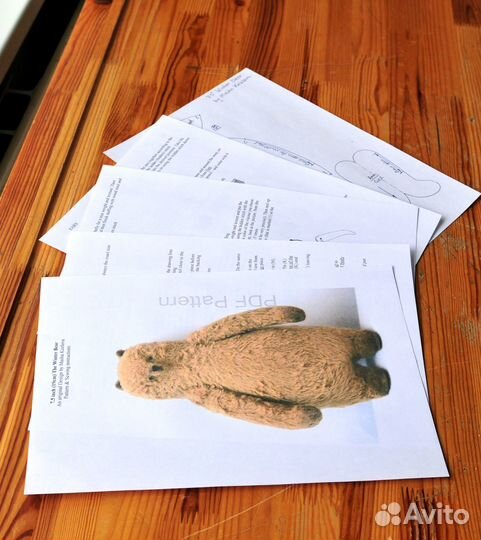 Выкройка Мишка Тедди 19см Зимний Медведь Аниме