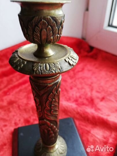 Подсвечник, статуэтка бронза старинная