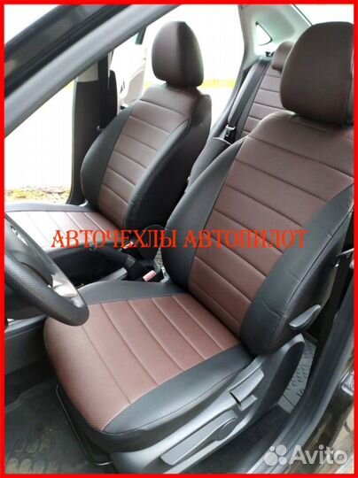 Чехлы Автопилот LADA Vesta из экокожи чёрно-шокола