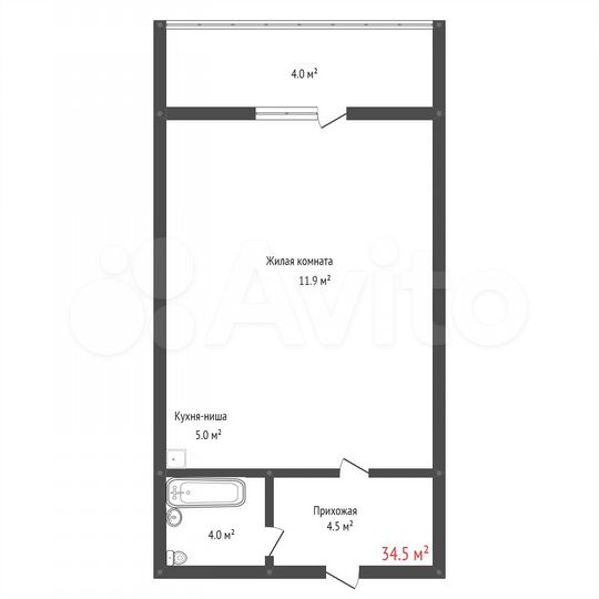 Квартира-студия, 33,6 м², 5/14 эт.