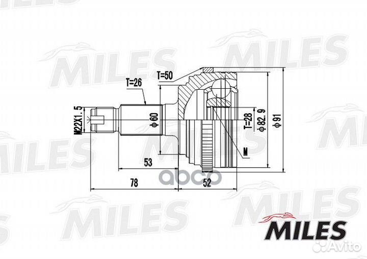 Шрус honda civic 1.6 01- нар.(ABS) ga20144 Miles