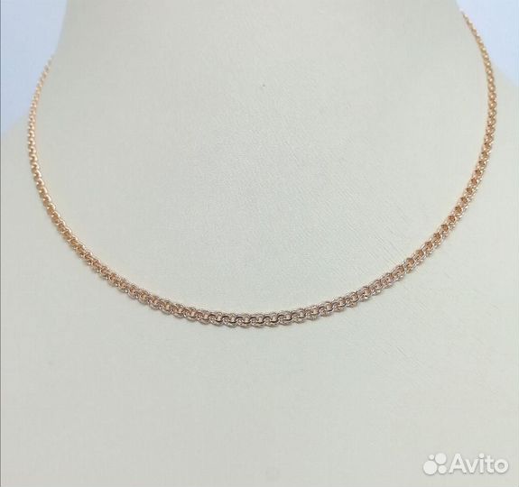 Золотая цепочка Бисмарк из красного золота 585 про