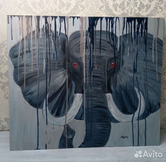 Картина маслом Слон