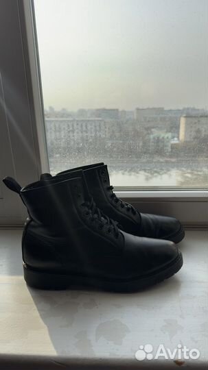 Мужские кожаные ботинки с начесом 45 размер