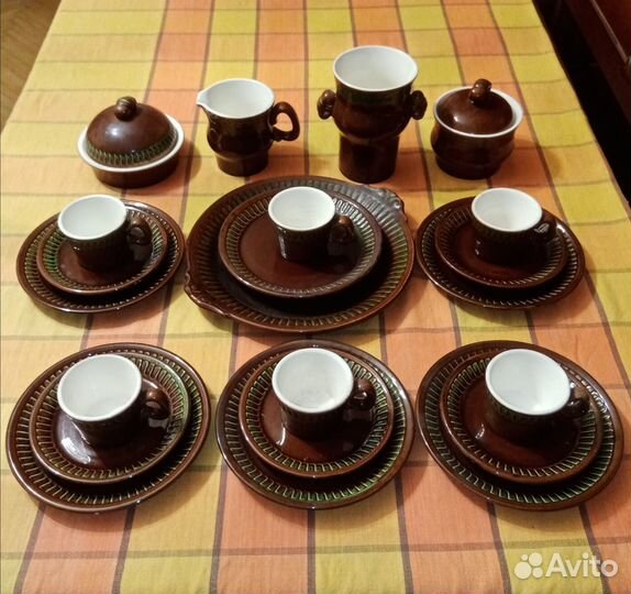 Сервиз кофейный, керамический, покрыт эмалью