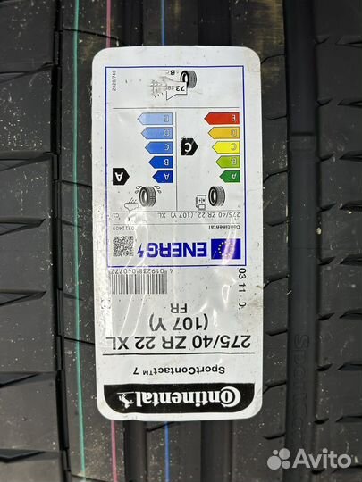 Continental ContiSportContact 7 275/40 R22 и 315/35 R22 111Y