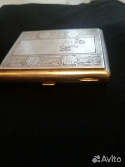 Портсигар серебро 875п. с позолотой