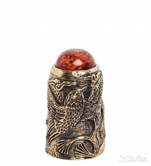 Наперсток Птички свиристели (латунь, янтарь) A2104200
