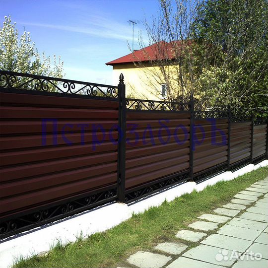 Горизонтальный забор из профнастила в Павловске