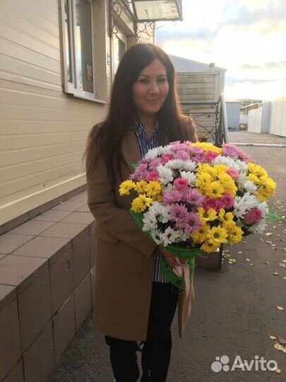 Букет из цветных хризантем 51 шт