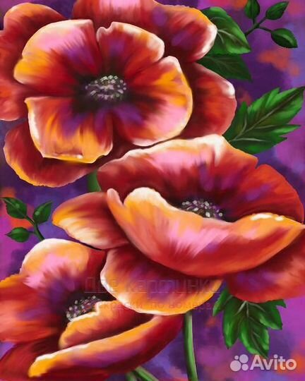 Картина по номерам 40x50 Большие красивые цветы