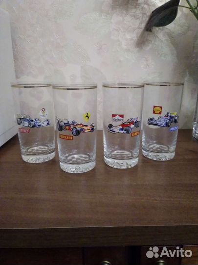 Чешские стаканы машинки ретро гоночные формула 1