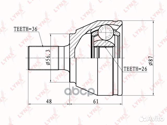 Шрус наружный перед прав/лев CO3058 lynxauto