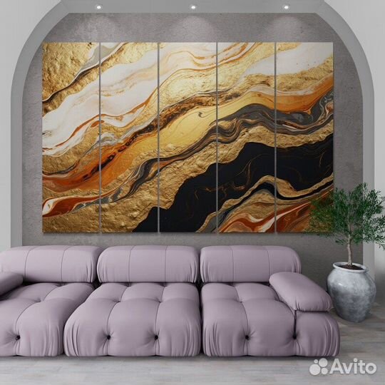 Картина абстракция золотом детальная проработка