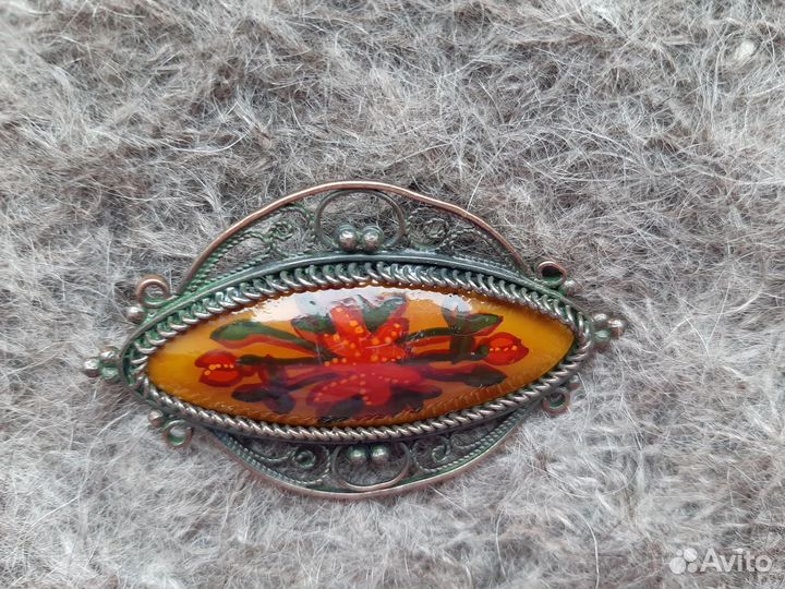 Брошь винтаж филигрань