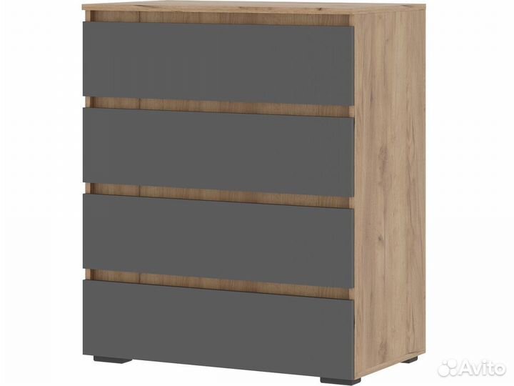 Комод «Хелен» км-02, 4 ящ, графит/дуб крафт золото
