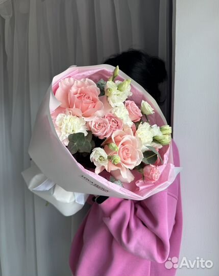 Цветы букет сборный роза эвкалипт доставка