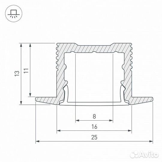 Профиль Arlight SL-slim-H13M-F25-2000 anod 023719