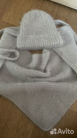 Шапка и бактус из пуха норки зима