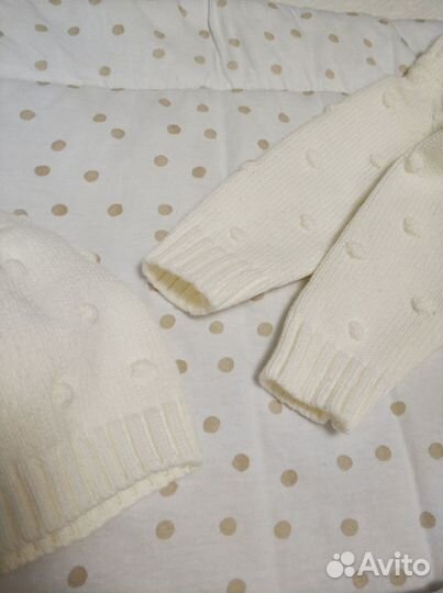 Одеяло конверт и вязаный комбинезон на выписку