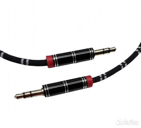 Шнур 3.5штекер-3.5штекер в оплет.метал.наконечник