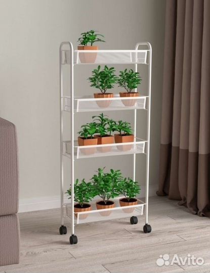 Этажерка на колесиках металлическая узкая