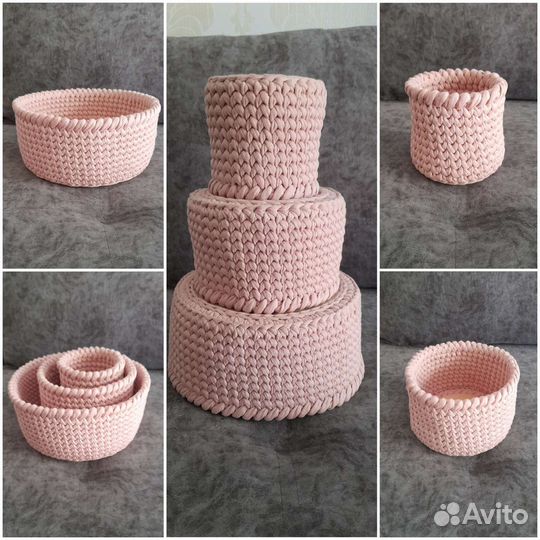 Корзинка из трикотажной пряжи