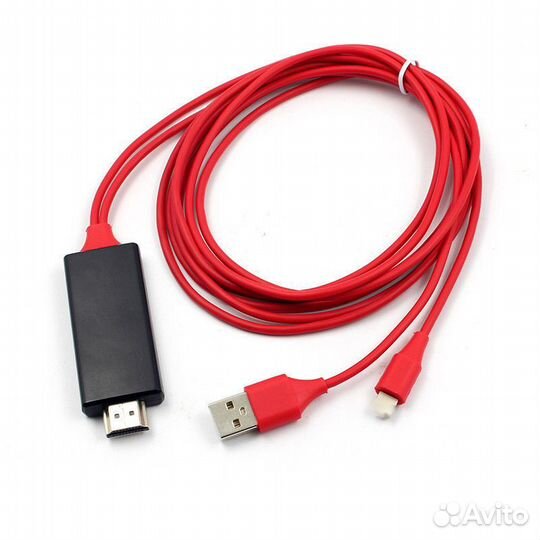 Hdmi кабель Lightning питание ч\з USB 2 м