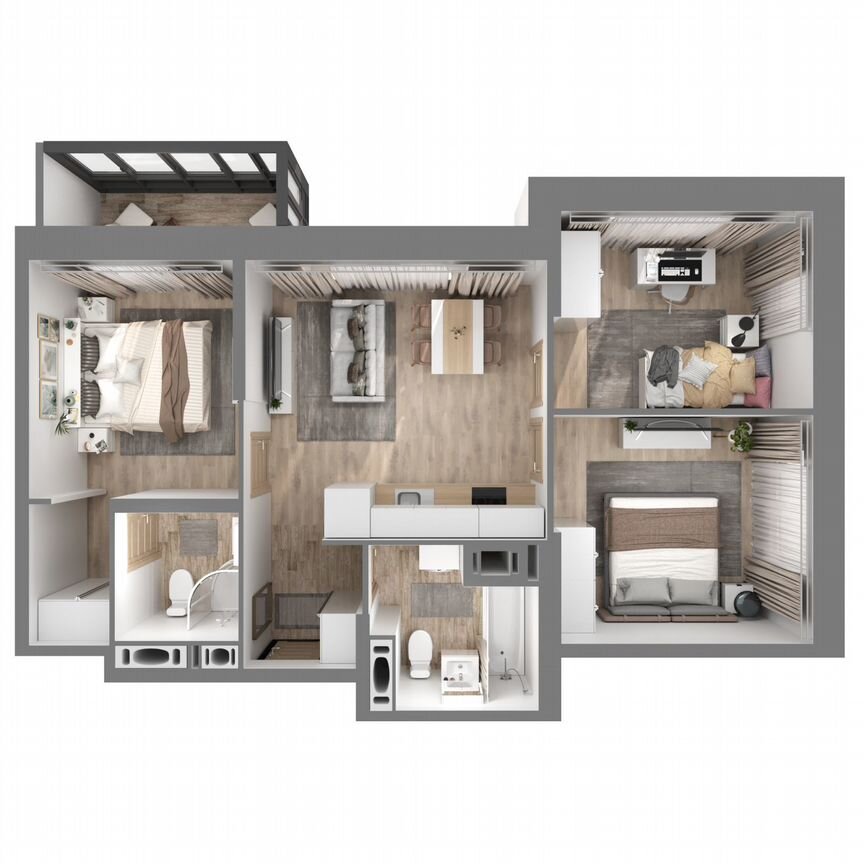 3-к. квартира, 63,4 м², 11/23 эт.