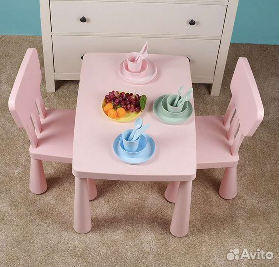 Розовый новый стол стул для ребенка