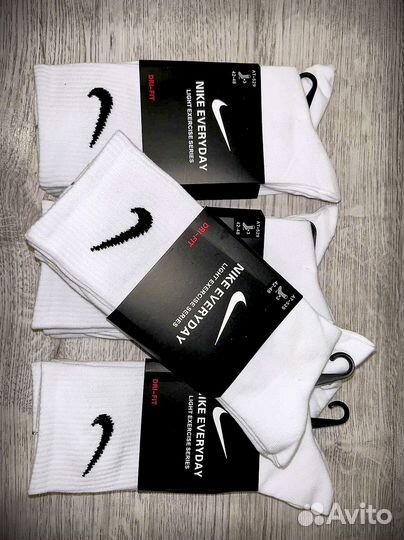 Носки nike everyday белые высокие 12 пар