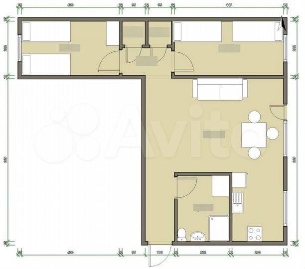 3-к. квартира, 54 м², 2/3 эт.