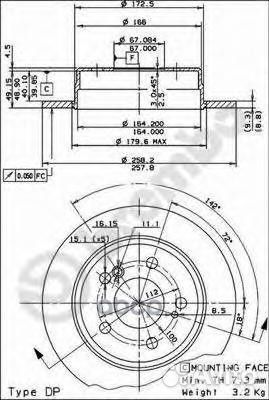Диск тормозной Standard зад 08473814 Brembo