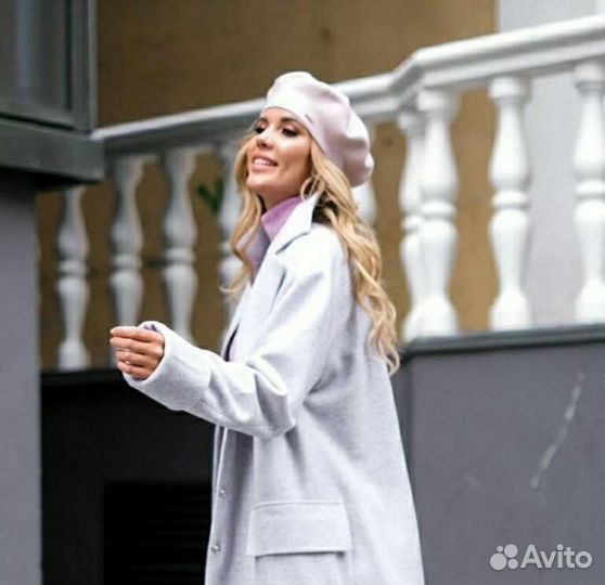 Берет новый кашемир+шерсть. Цвет пудра