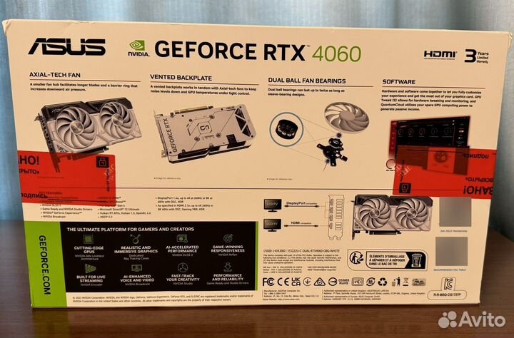 Видеокарта asus GeForce RTX 4060 Dual White 8 GB