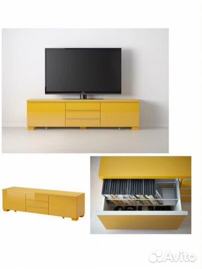 Тумба под тв IKEA икеа глянцевый желтый