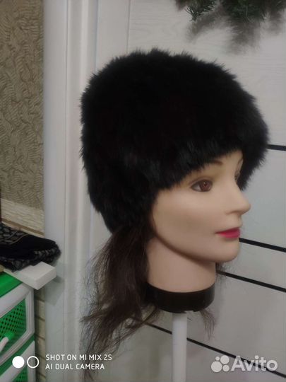 Шапка норковая женская черная