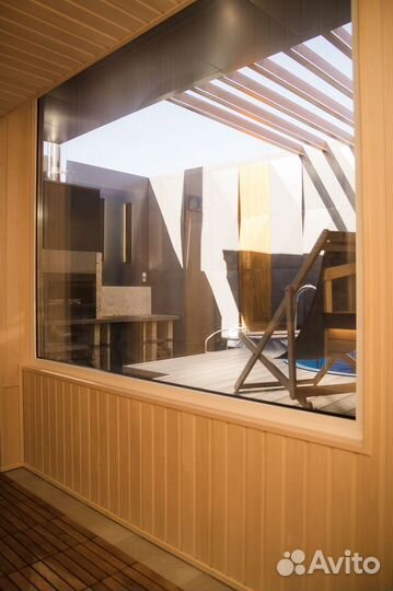 Баня на дровах с бассейном и мангалом