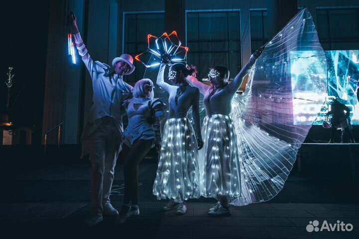 Фаер Шоу, Огненное Шоу, Светодиодное Шоу Ходулисты